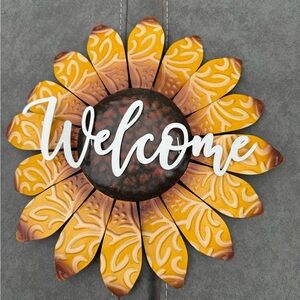 Yellow and Brown Welcome Wall Decor Metal